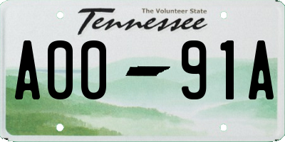 TN license plate A0091A