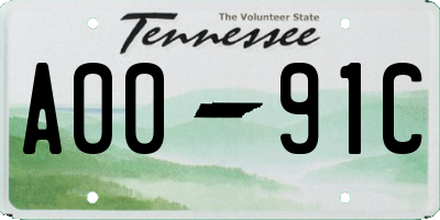 TN license plate A0091C