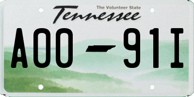 TN license plate A0091I