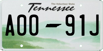 TN license plate A0091J