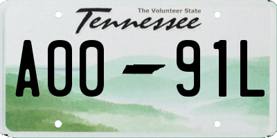 TN license plate A0091L