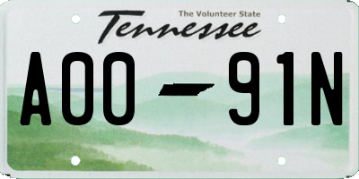 TN license plate A0091N