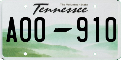 TN license plate A0091O