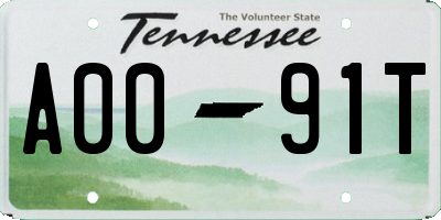 TN license plate A0091T