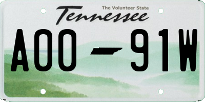 TN license plate A0091W