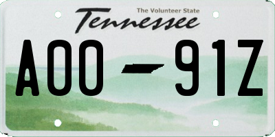 TN license plate A0091Z