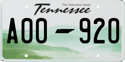 TN license plate A0092O