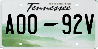 TN license plate A0092V
