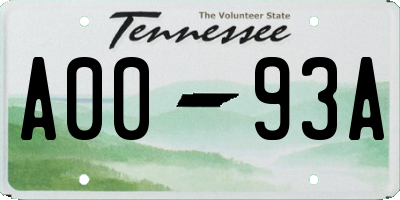 TN license plate A0093A