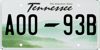 TN license plate A0093B