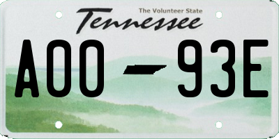 TN license plate A0093E