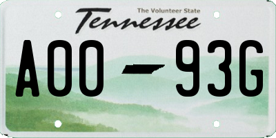 TN license plate A0093G