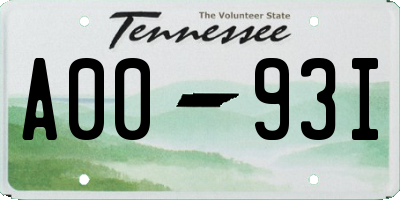 TN license plate A0093I