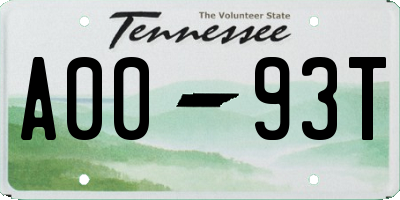 TN license plate A0093T