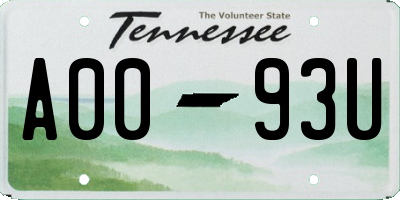 TN license plate A0093U