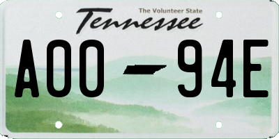 TN license plate A0094E