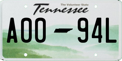 TN license plate A0094L