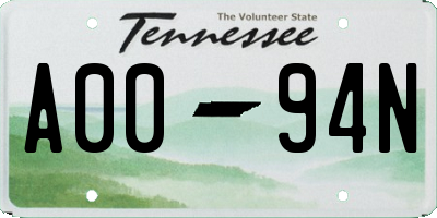 TN license plate A0094N