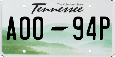 TN license plate A0094P