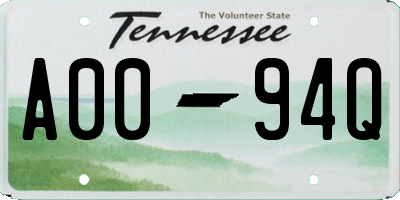 TN license plate A0094Q