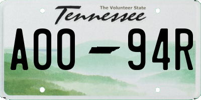 TN license plate A0094R