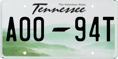 TN license plate A0094T