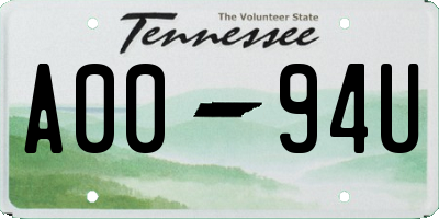 TN license plate A0094U