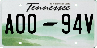 TN license plate A0094V