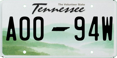 TN license plate A0094W