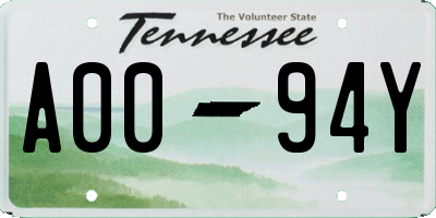 TN license plate A0094Y
