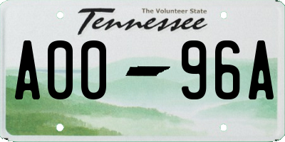 TN license plate A0096A