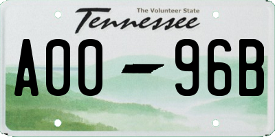 TN license plate A0096B