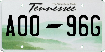 TN license plate A0096G