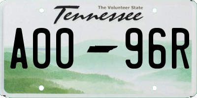 TN license plate A0096R