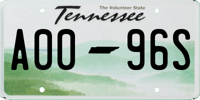 TN license plate A0096S