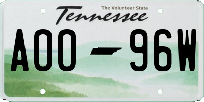 TN license plate A0096W