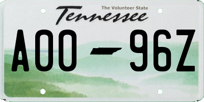 TN license plate A0096Z