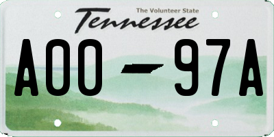 TN license plate A0097A