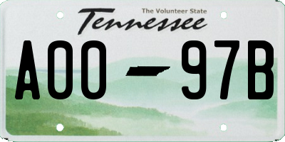 TN license plate A0097B