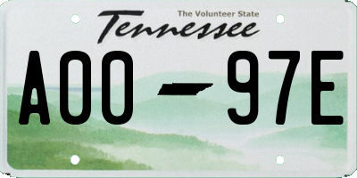 TN license plate A0097E