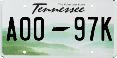 TN license plate A0097K