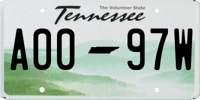 TN license plate A0097W