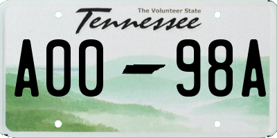 TN license plate A0098A