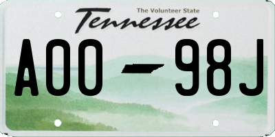 TN license plate A0098J