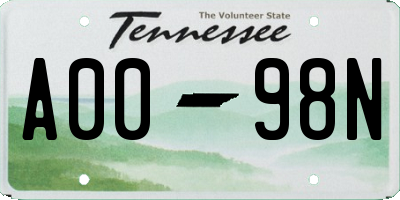 TN license plate A0098N