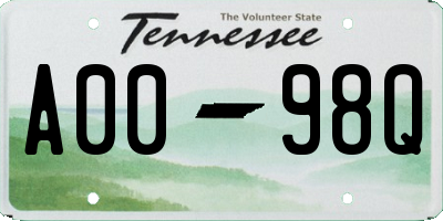 TN license plate A0098Q