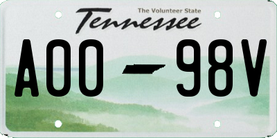 TN license plate A0098V