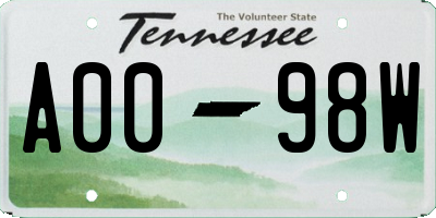 TN license plate A0098W