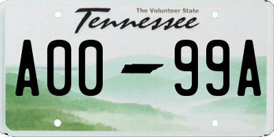 TN license plate A0099A