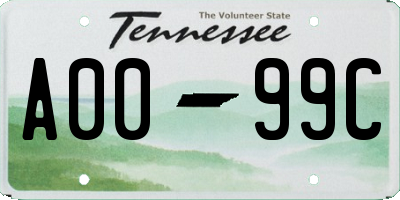 TN license plate A0099C